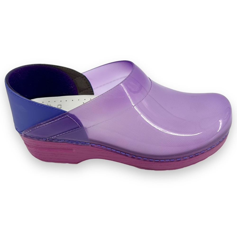 Dansko Lavender and Magenta Clogs